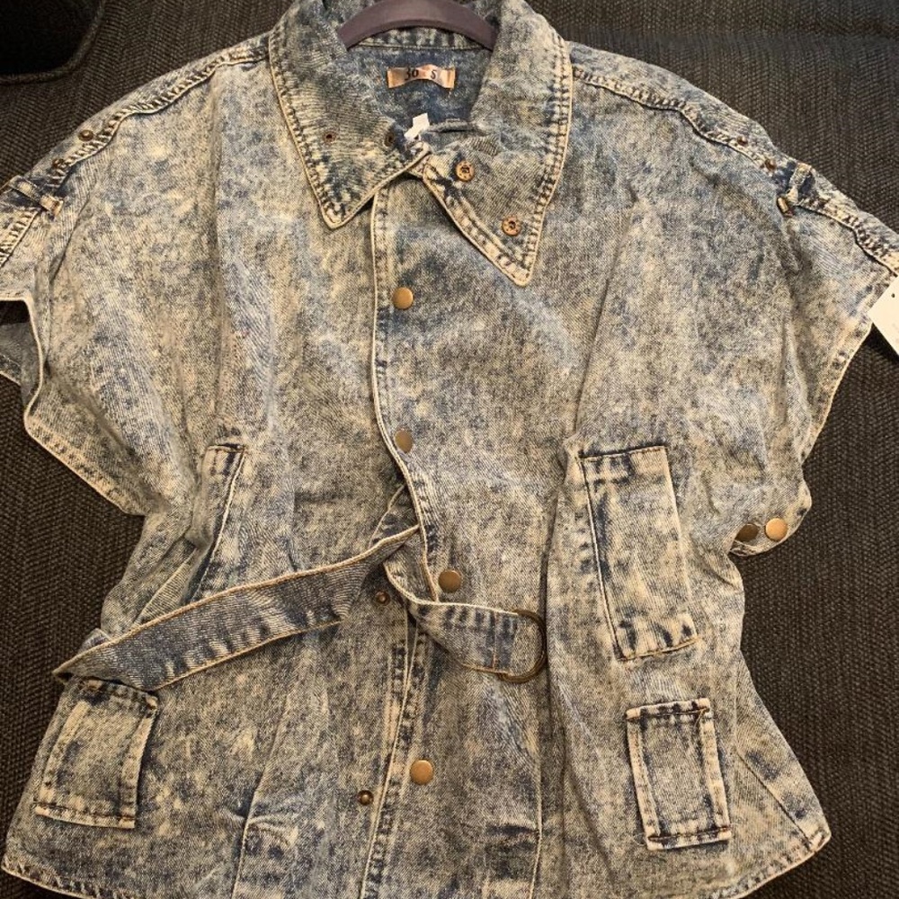 Batwing Snap Retro Jacket- Light Blue Jean Wash